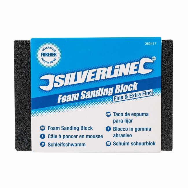 Silverline Schuurblok - schuim-siliciumcarbide - extra fijn/fijn - 70 x 100 x 25 mm - nat/droog schuren - voor vlak en gevormd