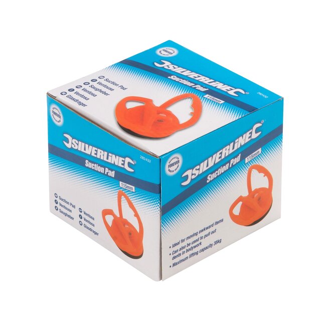 Silverline Glasdrager enkel - kunststof met rubber - vacuumheffer 35 kg - zuignap 115 mm - voor glas, keramiek en autopanelen