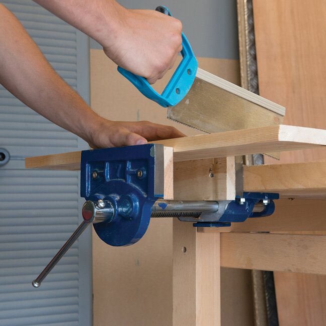 Silverline Schrijnwerkersbankschroef - gietijzer met stalen kaken - 180 mm - grijs - voor hout- en metaalbewerking op de werkbank