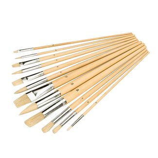 Silverline Penselenset - Platte en Ronde Punten - 12-delig - Natuurlijk Hout - Pure Haren Silverline Penselenset - Platte en Ronde Punten - 12-delig - Natuurlijk Hout - Pure Haren