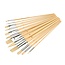 Silverline Penselenset - Platte en Ronde Punten - 12-delig - Natuurlijk Hout - Pure Haren