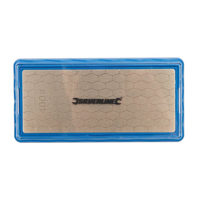 Silverline Dubbelzijdige diamantslijpsteen - grof 400 en fijn 1000 korrel - antislip voet - 90 x 180 x 34 mm