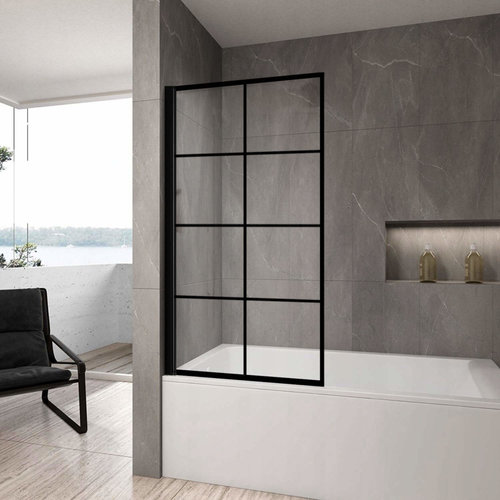 REA Lagos Decor Badwand / Badscherm - 70 x 140 cm - 5 mm - Mat Zwart REA Lagos Decor Badwand / Badscherm - 70 x 140 cm - 5 mm - Mat Zwart