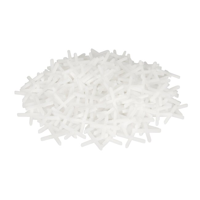 Silverline tegelkruisjes - kunststof - 2 mm voegbreedte, overlijmbaar - wit - 1000 stuks - voor 15 cm tegels