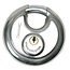 Silverline Discus hangslot - rvs - geharde beugel, antiroest - diameter 70 mm - zilver - inclusief 3 sleutels - aanhanger en dissel