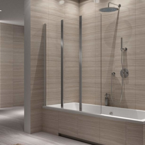 REA Agat Badwand / Badscherm - 120 x 140 cm - 5 mm - Chroom REA Agat Badwand / Badscherm - 120 x 140 cm - 5 mm - Chroom