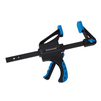 snelspanklem - nylon kaken en stalen geleider - eenhands klemmen en spreiden - 15 cm - zwart - houtbewerking