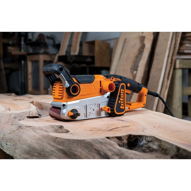 Triton Bandschuurmachine - metaal en kunststof - 1200 watt, traploze snelheidsregeling - 75 mm - zwart - voor krappe hoeken