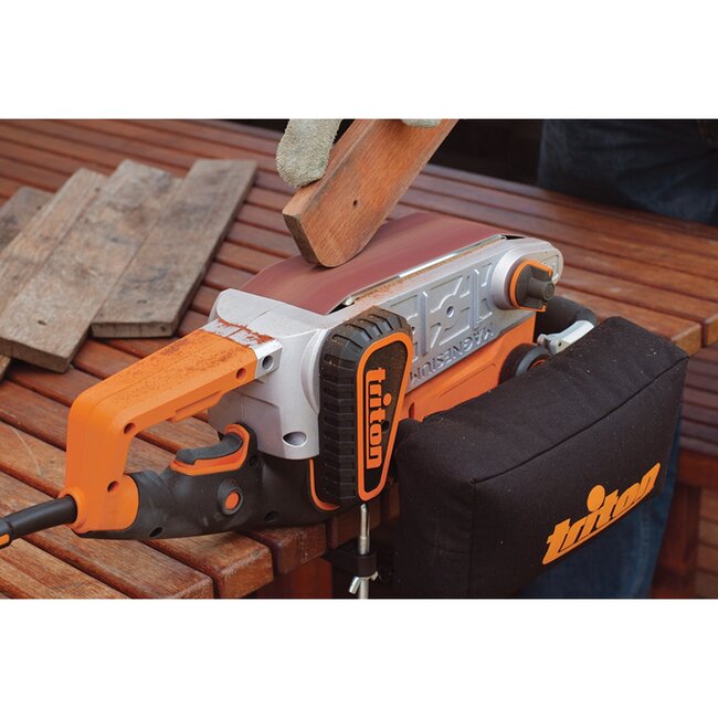 Triton Bandschuurmachine - metaal en kunststof - 1200 watt, traploze snelheidsregeling - 75 mm - zwart - voor krappe hoeken