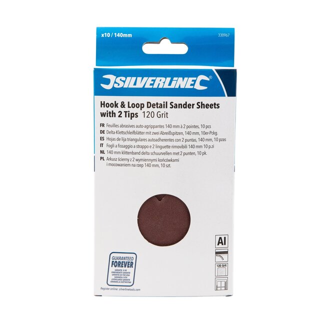 Silverline Delta schuurvellen - aluminiumoxide - klittenband, schuren - 140 mm - bruin - 10 stuks, korrel 120 voor hout en metaal