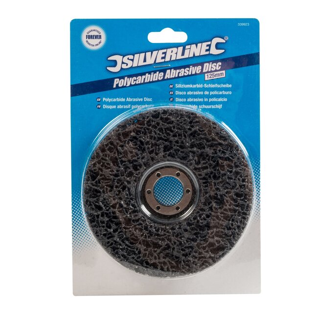 Silverline stripschijf - polycarbide - roest, verf en graffiti verwijderen - 125 mm - zwart - haakse slijper - asgat 22,23 mm