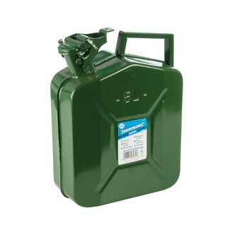Silverline jerrycan - metaal - 5 liter brandstof - lekdichte bajonetsluiting - handvat - UN-gekeurd - auto en werkplaats