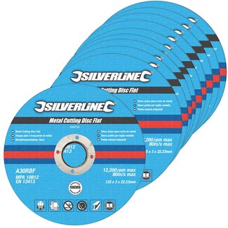 Silverline platte metaalsnijschijven - glasvezelversterkt aluminiumoxide - 12,5 cm x 3 mm - zwart - 10 stuks - non-ferrometalen