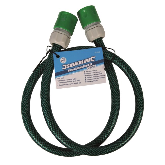 Silverline Slangkoppeling set met 1 meter uv-bestendige slang en waterstop