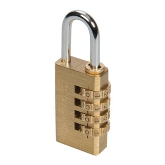 Silverline Messing combinatiehangslot - 4-cijferig - 50 mm - Stalen schakel - Satijn gepolijst
