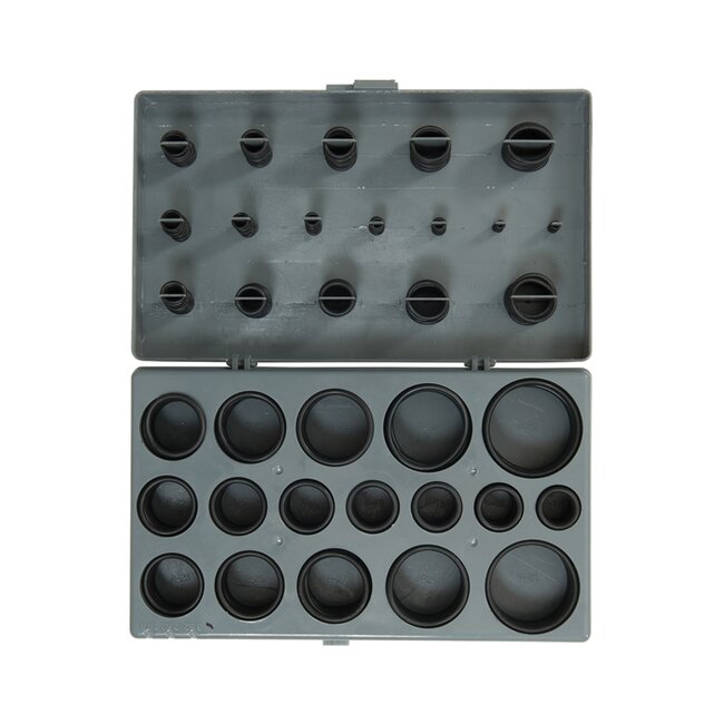 Fixman O-ringenset - rubber - lucht- en waterdicht - 6 tot 58 mm - zwart - 419 stuks - sanitair en horloges - opbergkoffer