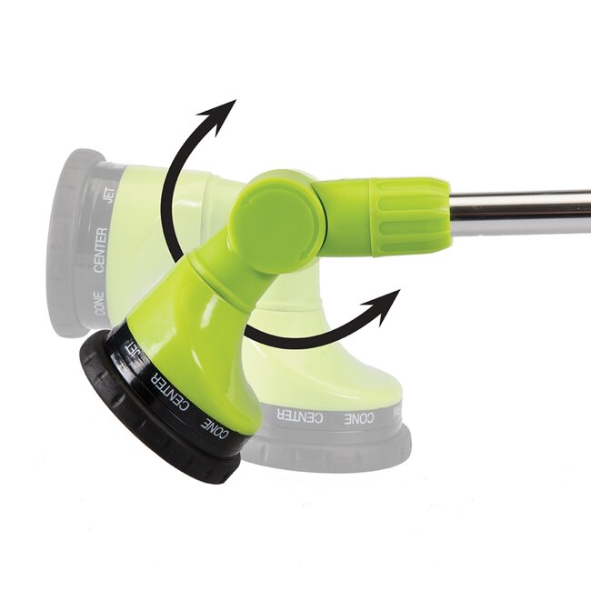 Silverline Spuitlans - kunststof met rubberen greep - 10 sproeistanden, roterende kop - 77 cm - groen/zwart - tuinonderhoud