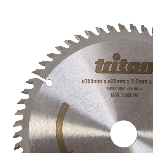 Triton Invalcirkelzaagblad - TCT hardmetaal - 60 tands, fijne zaagsnede - 165 mm - zilver - asgat 20 mm - hout en kunststof