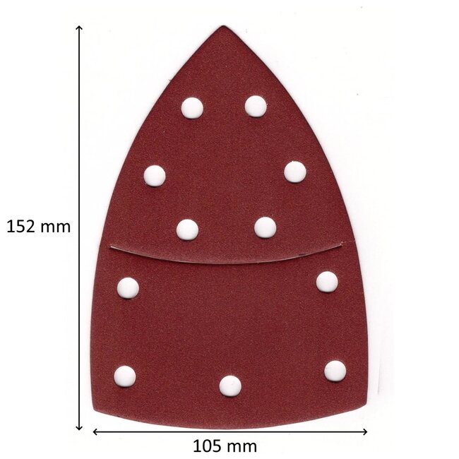 Silverline schuurvellen klittenband aluminiumoxide 105 x 152 mm + 93 mm delta, diverse korrels, bruin 10 stuks voor hout en metaal