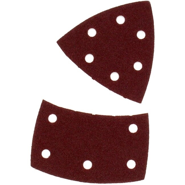 Silverline schuurvellen klittenband aluminiumoxide 105 x 152 mm + 93 mm delta, diverse korrels, bruin 10 stuks voor hout en metaal