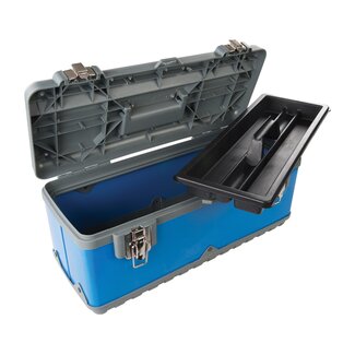 Silverline Robuuste gereedschapskist - slagbestendig - soft-grip handvat - 47 x 22 x 21 cm - grijs/blauw