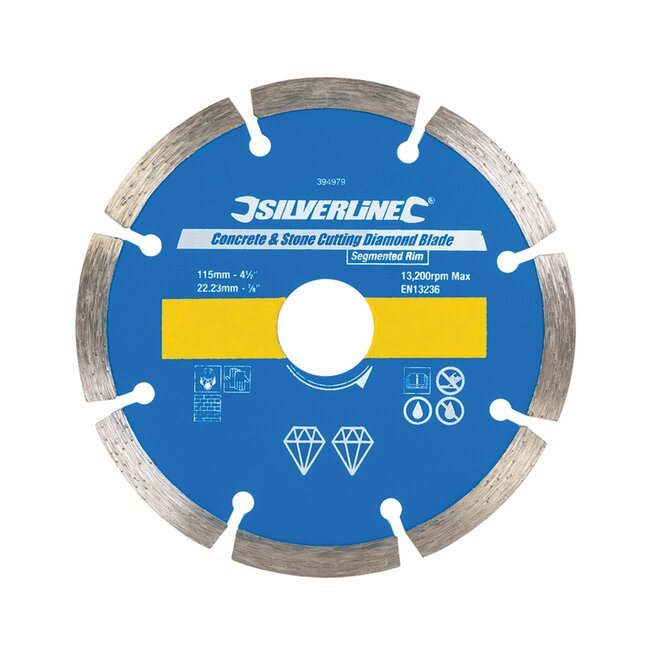 Silverline Diamantschijf Beton/Steen - Gesegmenteerd - Ø 115 mm - Asgat 22.23 mm