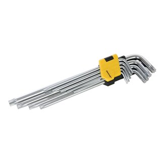 Silverline Torx sleutel set - gehard chroom vanadium - 9-delig - T10-T50 - met opbergclip
