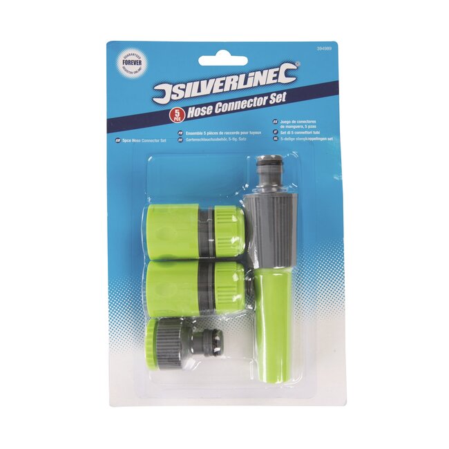 Silverline Complete tuinslangkoppeling set - 5-delig - inclusief sproeimondstuk met variabele patronen
