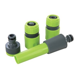 Silverline Complete tuinslangkoppeling set - 5-delig - inclusief sproeimondstuk met variabele patronen