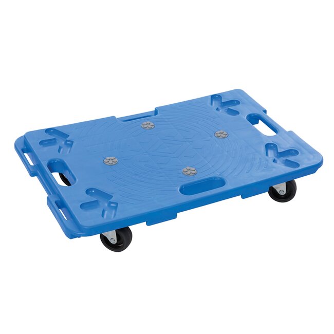 Silverline plateauwagen - polypropyleen - 100 kg draagkracht en 4 zwenkwielen - 40 x 60 cm - blauw - verhuizen en transport