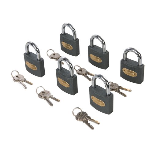 Silverline IJzeren Hangslot Gelijksluitend - 50 mm - 6 stuks Silverline IJzeren Hangslot Gelijksluitend - 50 mm - 6 stuks