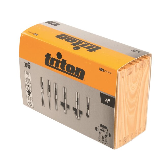 Triton Starterset freesbits - hardmetalen snijranden - 6-delig - voor diverse houtsoorten