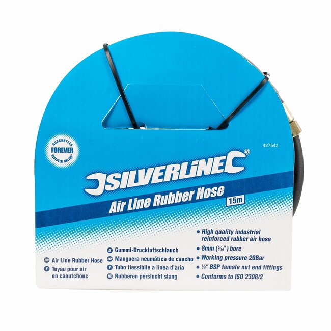 Silverline Rubberen perslucht slang - 15 meter - 20 bar - 8 mm mondopening - Versterkt