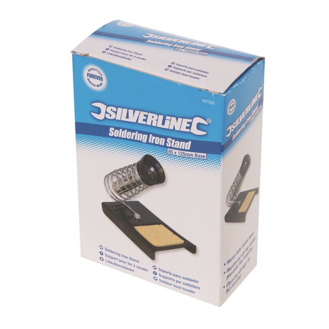 Silverline Soldeerbouthouder - metalen basis - versterkte veerhouder, inclusief reinigingsspons - 85 x 125 mm - voor soldeerwerk