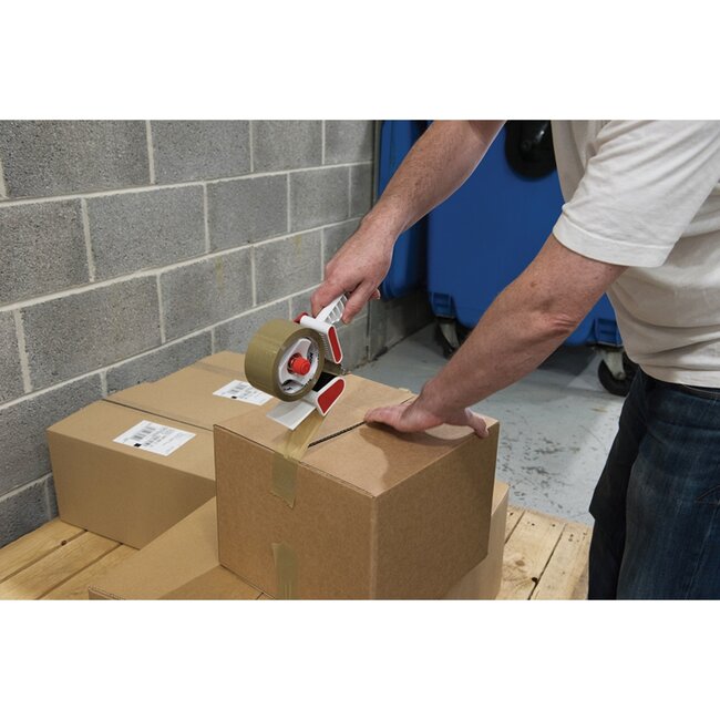 Silverline tapeafroller met pistoolgreep - kunststof/staal - ergonomisch - 48 mm × 50 meter - grijs - verpakken en verzenden