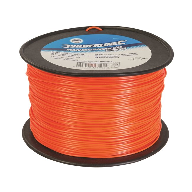 Silverline Trimmerdraad - nylon - duurzaam en universeel passend - 2 mm x 377 m - gemengde kleuren - voor grastrimmers