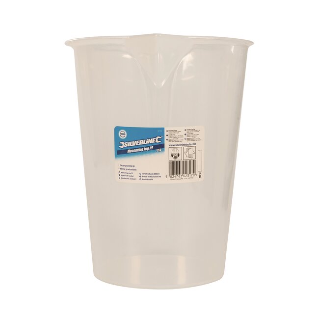 Silverline Maatbeker - polyethyleen - 5 liter - grote schenklip - metrische schaalverdeling - ondoorzichtig - auto en werkplaats