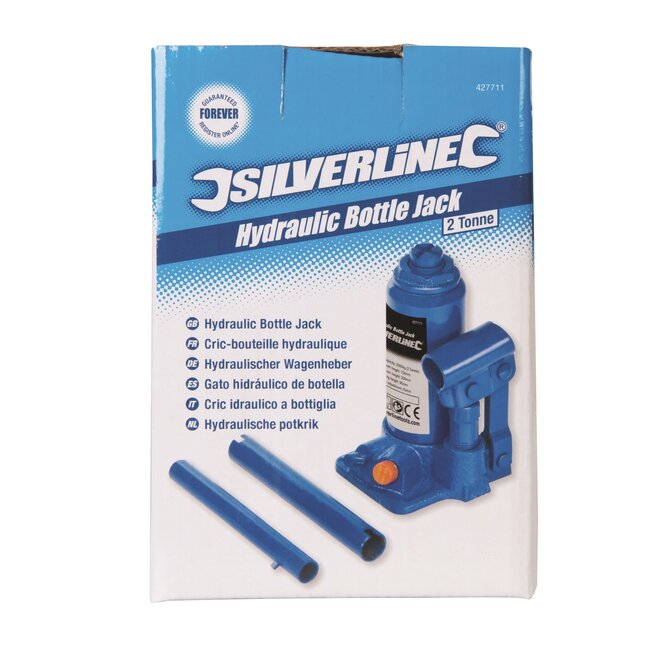 Silverline Hydraulische potkrik - staal - 2 ton capaciteit - hefbereik 158-308 mm - blauw - voor auto en werkplaats
