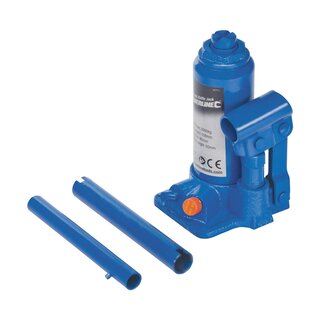 Silverline Hydraulische potkrik - staal - 2 ton capaciteit - hefbereik 158-308 mm - blauw - voor auto en werkplaats