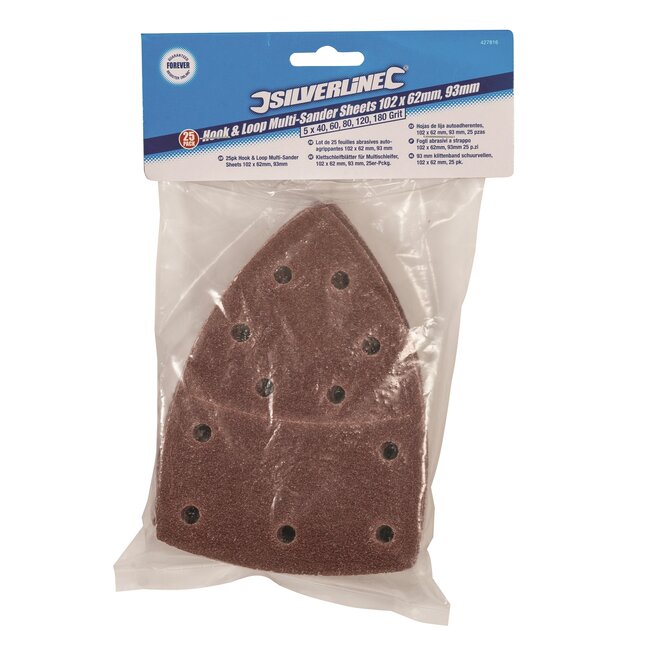 Silverline schuurvellen klittenband - aluminiumoxide - schuren en afwerken - 102 x 152 mm - 25 stuks - voor hout, verf, metaal