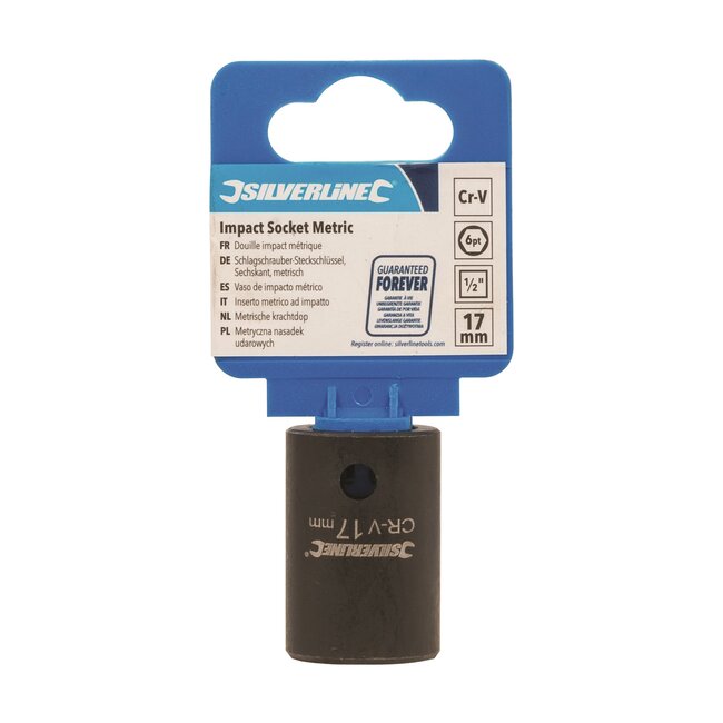 Silverline Zeskantige krachtdop - 17 mm - gehard chroom vanadiumstaal - industriële fosfaat coating