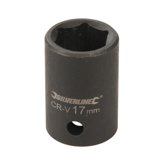 Silverline slagdop zeskant 17 mm - gehard chroom-vanadiumstaal - donkergrijs - voor slaggereedschap - 1/2 inch - auto en motor