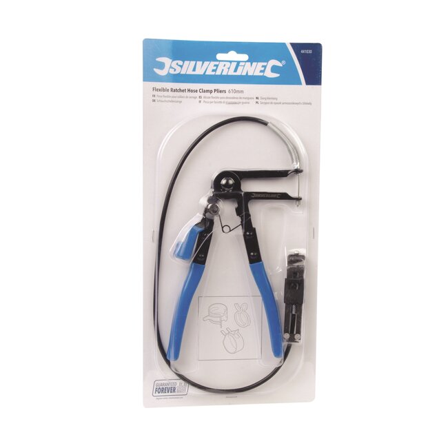 Silverline slangklemtang - koolstofstaal - langbereik voor veerbelaste slangklemmen - 610 mm - rood - voor krappe motorruimtes