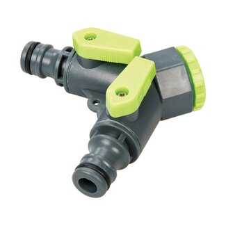 Silverline Waterverdeler 2-weg - Dubbele Uitgang - Inclusief Adapter - 1/2" en 3/4"