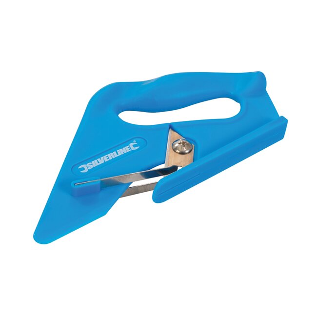 Silverline Tapijt- en vinylmes - SK5 staal, kunststof handvat - 50 graden snijhoek, wisselbare bladen - 230 mm - met reserveblad