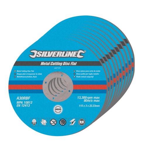 Silverline Platte Metaal Snijschijven - Ø 115 x 3 x 22.23 mm - 10 stuks Silverline Platte Metaal Snijschijven - Ø 115 x 3 x 22.23 mm - 10 stuks