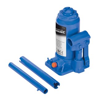 Silverline Hydraulische potkrik staal 6 ton - bereik 197-382 mm - zware uitvoering - blauw - heffen - voor auto en werkplaats