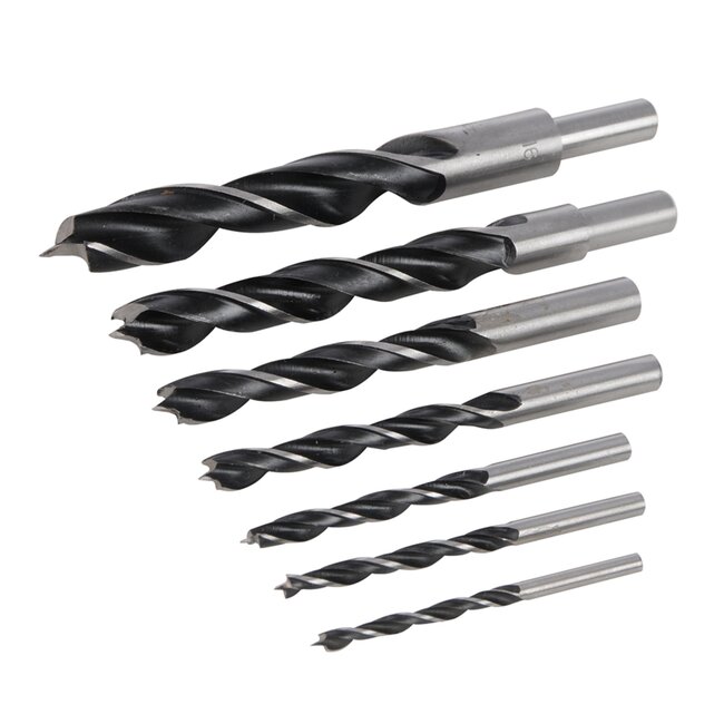 Silverline Houtboor set - 7-delig - Ø 4-16 mm - hoog carbon staal - dubbele fluit