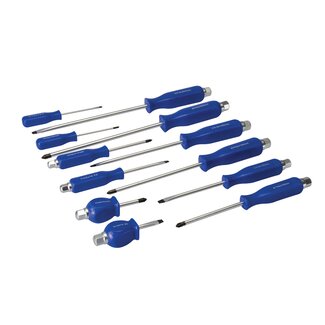 Silverline schroevendraaierset - sleuf/Pozidriv - chroom-vanadium - magnetische punt - 38–200mm - chroom/zwart - 12-delig - klussen