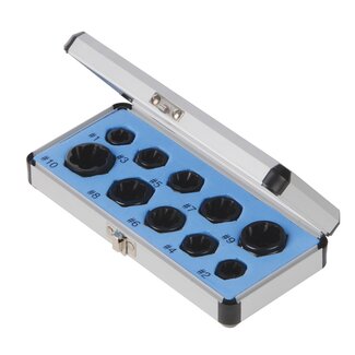 Silverline Boutuitdraaierset - gehard staal - omgekeerde spiraal - 9-19 mm - zwart - 10-delig - beschadigde bouten verwijderen